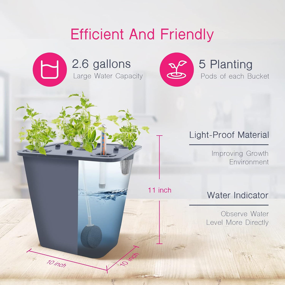 2 Hydroponic Buckets Kit for Plants, Hydroponics Growing System for Herbs/Tomato/Vegetables, DWC System with Air Pump & Germination Tray (Complete Indoor Hydroponic Gardening Supplies)