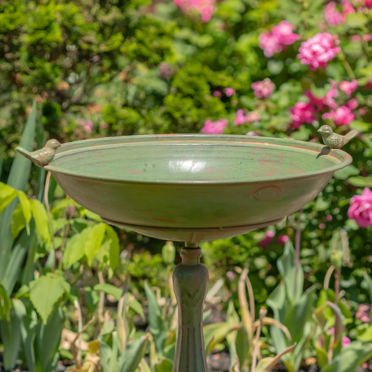 Zaer Ltd. Pedestal Style Birdbath (Green)