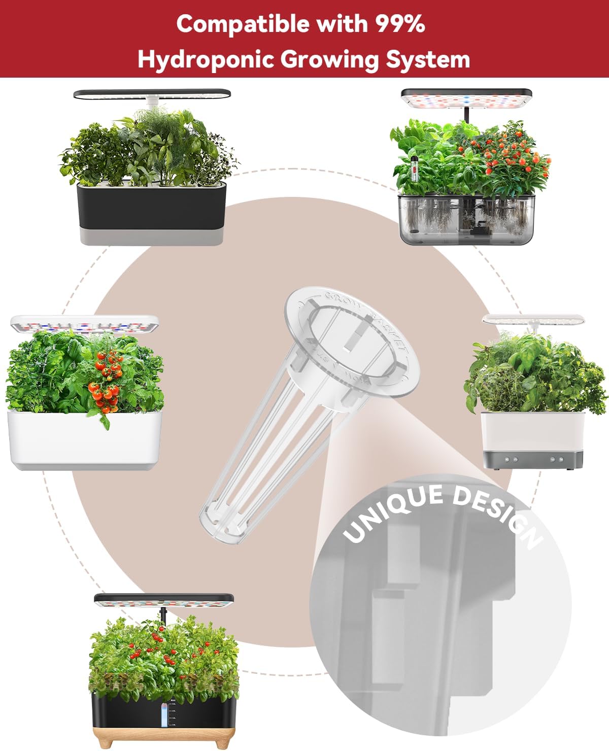 LYKOCLEAN Hydroponic Seed Pod Kit Compatible with AeroGarden, Ahopegarden, iDoo, MUFGA, 24 Pods Complete Growing Anything Garden Supply with Strawberry Seeds, Grow Sponges, Baskets, Domes, Labels