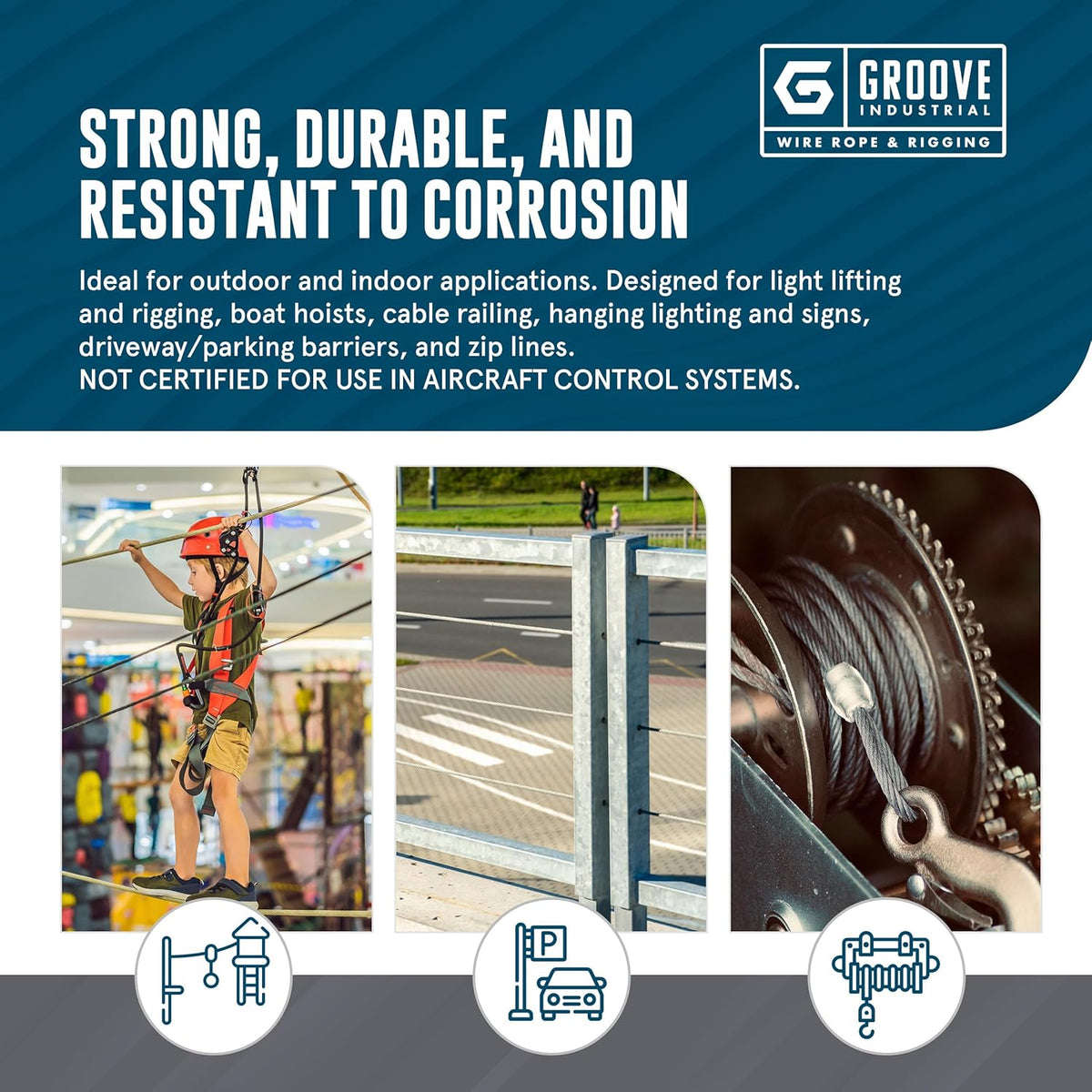 3/16’’ 7x19 Hot Dip Galvanized Aircraft Cable – Steel Wire Rope - 3000 Feet