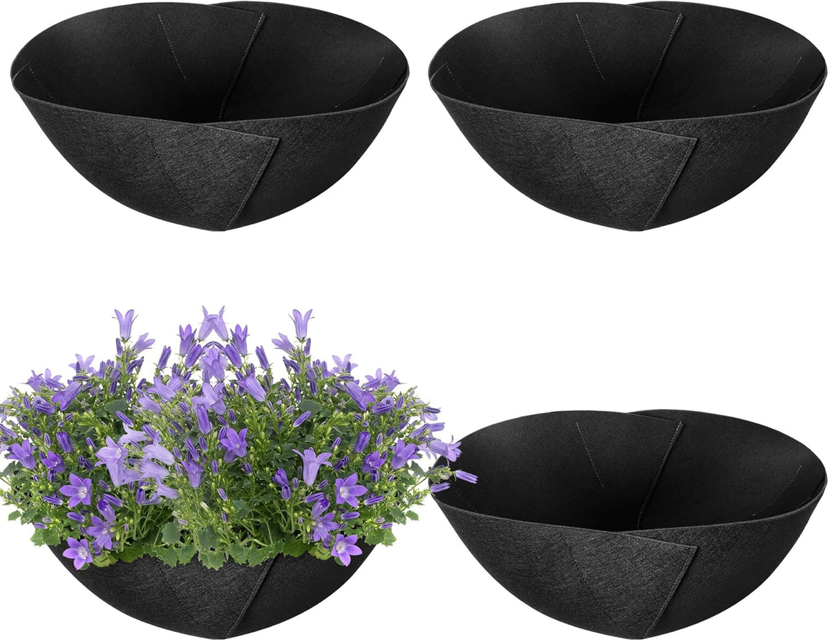 Adnee Fabric Planter Basket Liner-4pcs 12inch Felt Flower Pot Liners-Hanging Plant Basket Fiber Insert for Garden Wall Hanging Planter Flower Vegetables(Round)