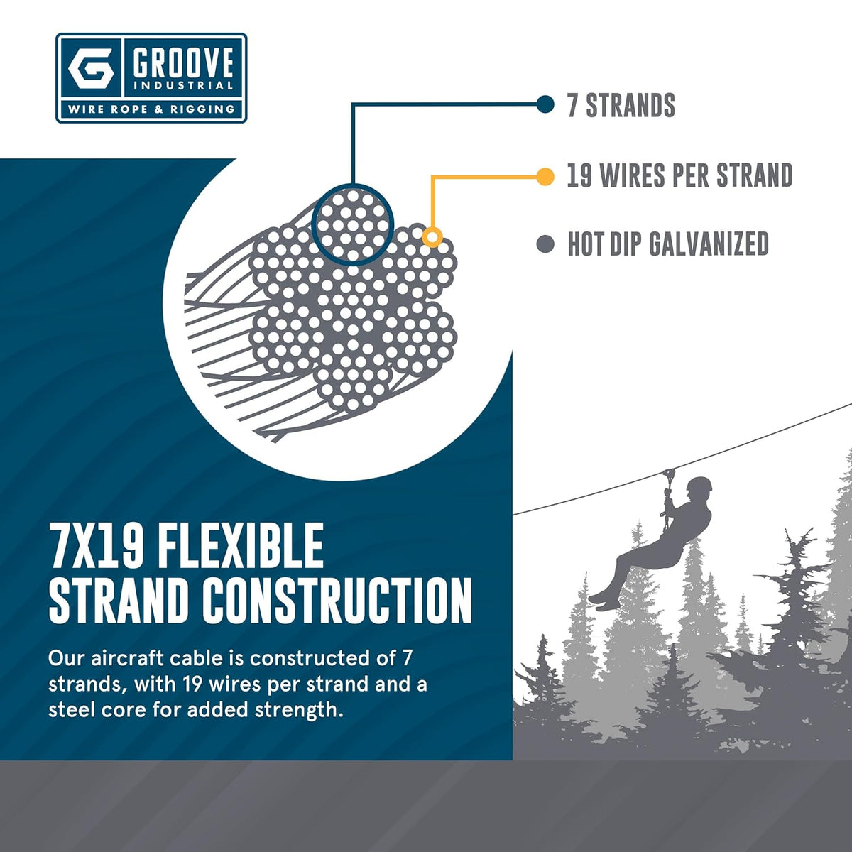 3/8’’ 7x19 Hot Dip Galvanized Aircraft Cable – Steel Wire Rope - 100 Feet