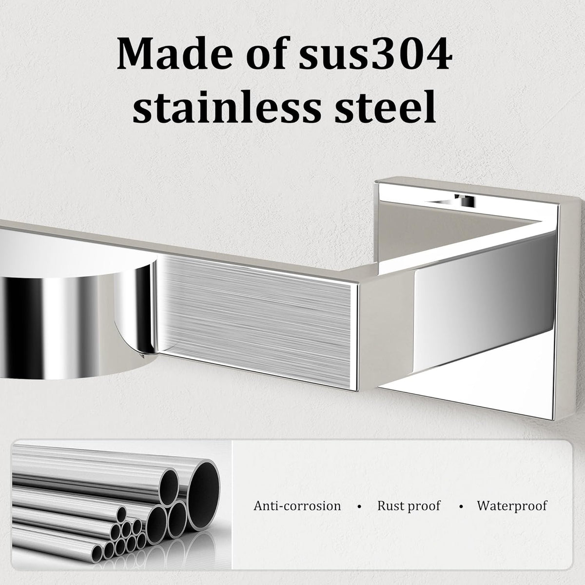 Alise Polished Chrome Towel Bars,11.82 Inch Towel Holder Towel Racks for Bathroom and Lavatory,SUS304 Stainless Steel Hand Towel Hanger Rail Wall Mount,Useable Length 10.04 Inch Towel Bar, GYT030-C