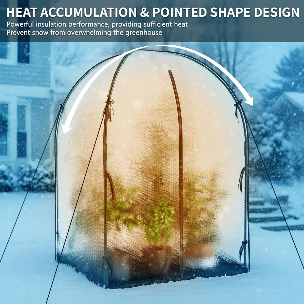 SUNYRISY Greenhouse for Outdoors with Waterproof Pad, Thick Bubble Film Cover Portable Small Mini Green House Kit for Outside, Walk in Zippered Door Grow Tent Plant Cover, 47" L x 47" W x 71" H