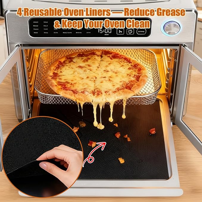 Crumb Tray Replacement for Emeril Lagasse 26 Qt Extra Large French Door Air Fryer, Crumb Tray with 4 Pcs Oven Liners Accessories for Emeril Lagasse 26 Qt Air Fryer