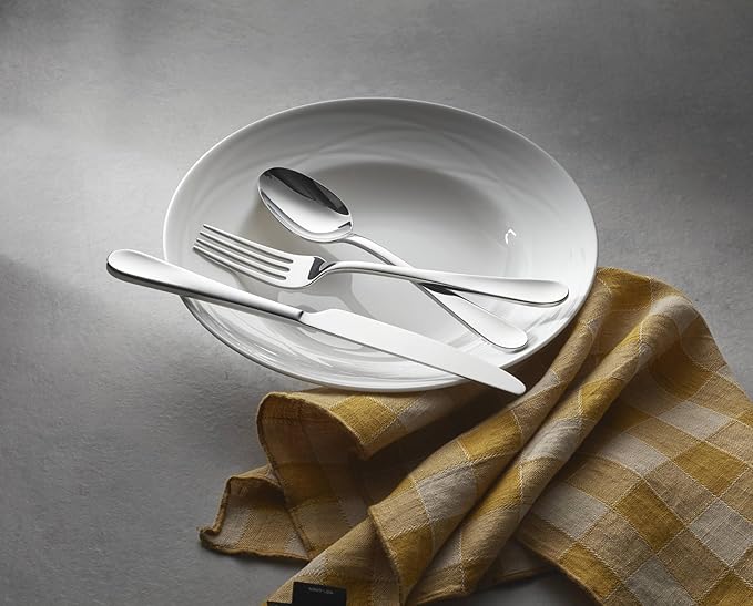 Oneida Silverware Set, Grant 20 Piece Everyday Flatware Set, Service For 4, 18/0 Stainless Steel, Dishwasher Safe, Knives Spoons And Forks Set, Dishwasher Safe, Home And Kitchen (Silver, 20 Pieces)