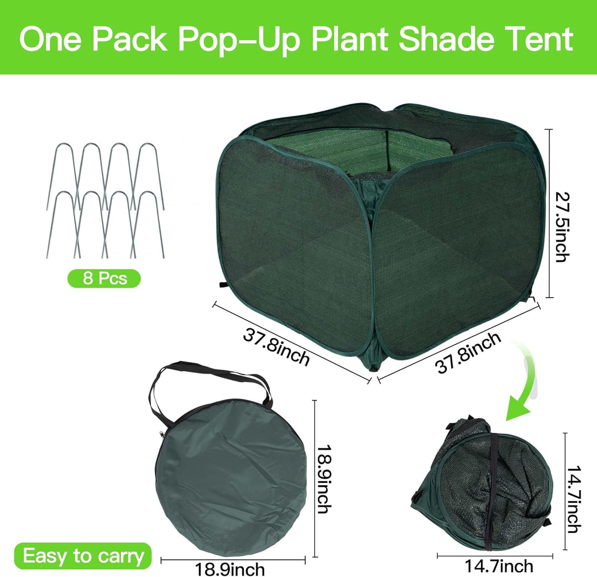 Porayhut Pop up Sunshade Cloth,Pack of 1,Easy Open Crop Shade Net UV Resisitant Plant 80% Sunblock Net for Plant Mini Flower Pot with Stakes