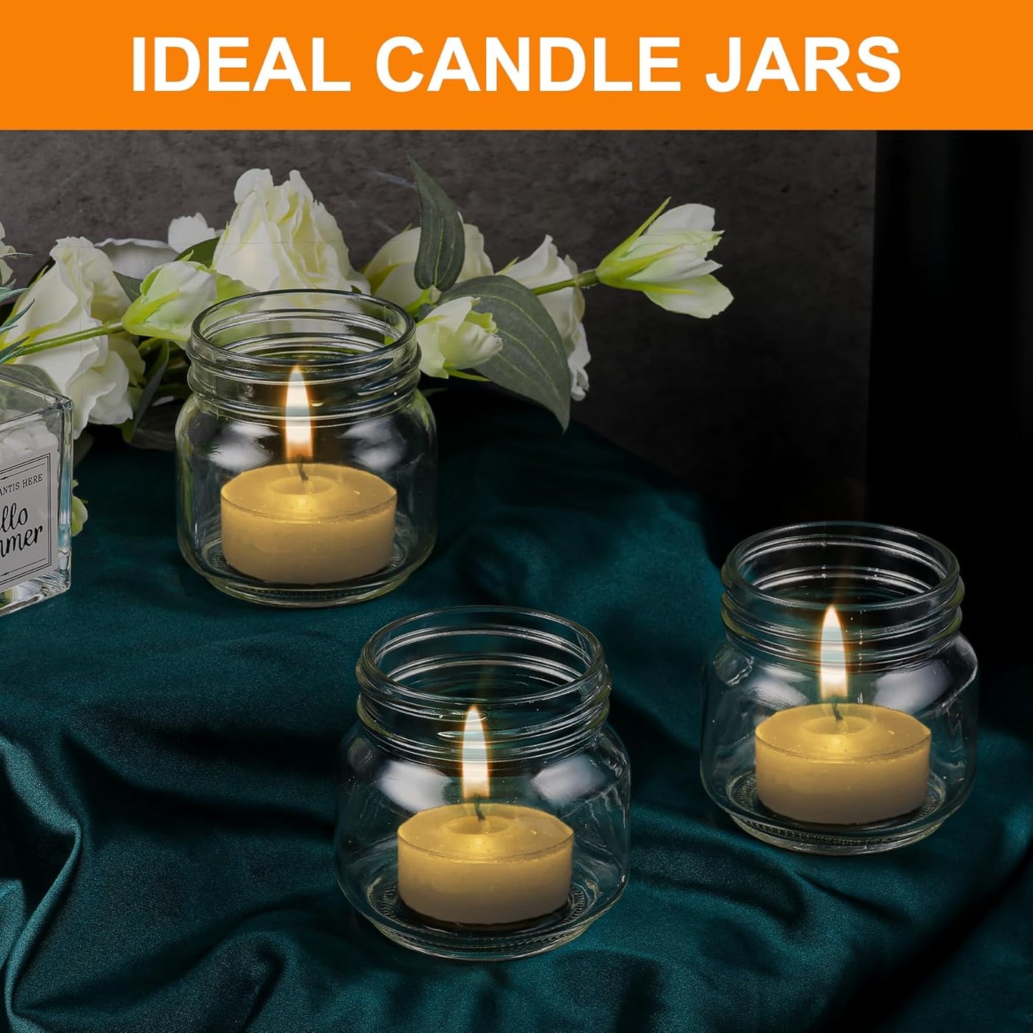 12 Pack Small Mason Jars with Labels, 8 oz Glass Jars with Metal Lids, Half Pint Canning Jars for Jelly, Jam, Honey, Pickles, Spice, Overnight Oats, Food Storage, Candle & DIY Present