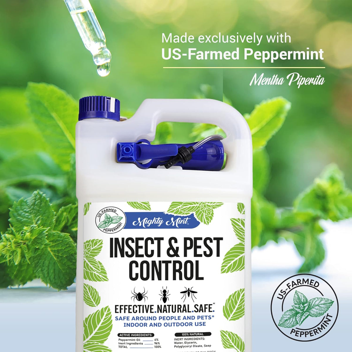 Mighty Mint Gallon (128 oz) Insect and Pest Repellent Peppermint Oil - Natural Spray for Spiders, Ants, and More
