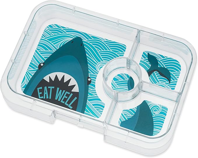 Yumbox Tapas Leakproof Bento Box: 4-Compartment Bento Lunch Box (True Blue with Shark Tray)