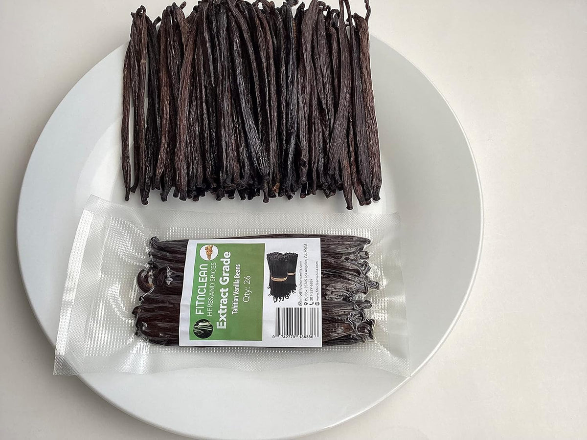 26 Tahitian Vanilla Beans Grade B Extract Exclusive Bulk|4"-5" Whole Natural Raw NON-GMO PODS by FITNCLEAN VANILLA