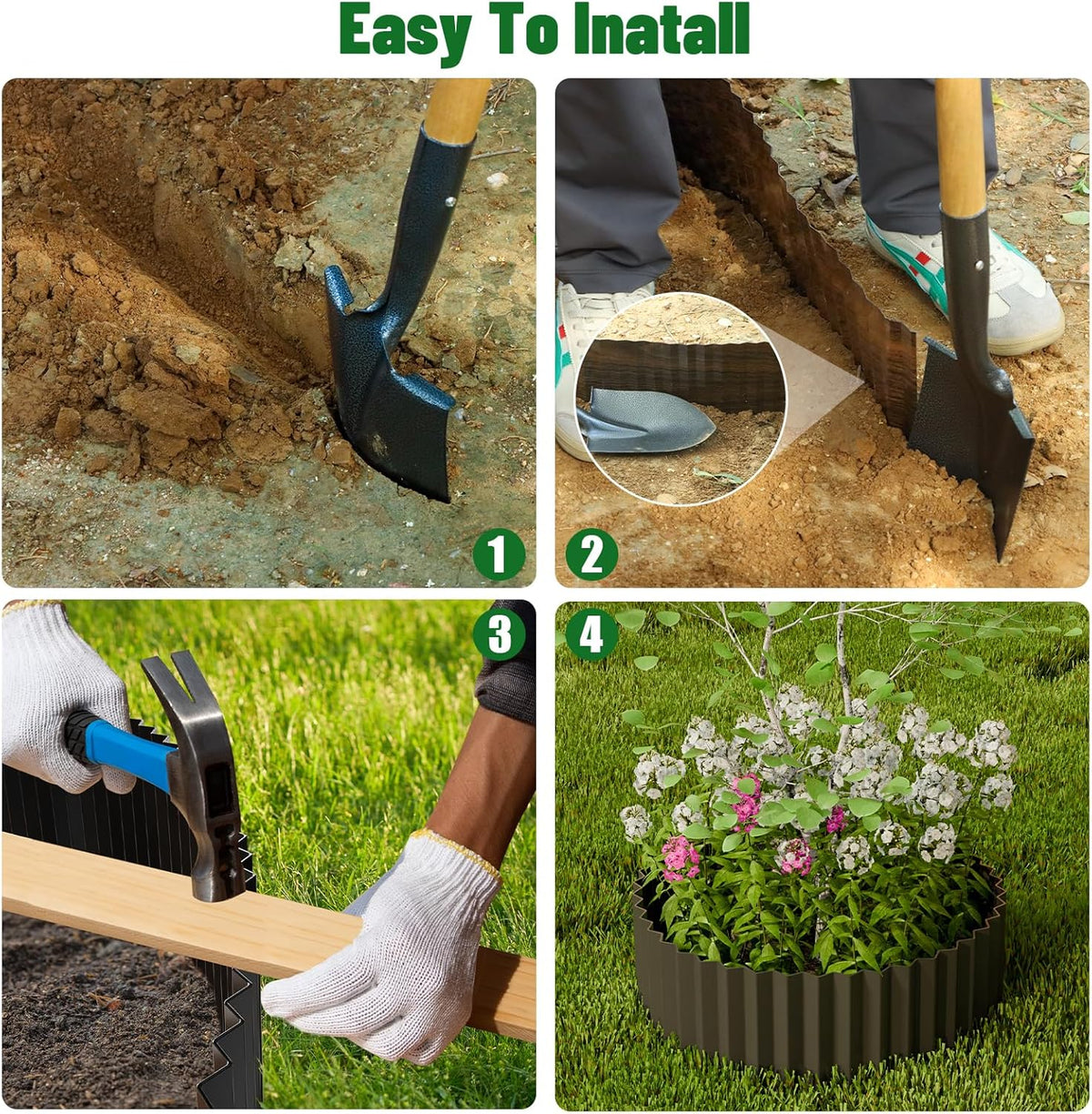 SnugNiture Corrugated Metal Garden Edging,10" x 20' Sturdy Lawn Edging Border,Landscape Edging Border for Lawn, Flower Bed,Garden and Yard