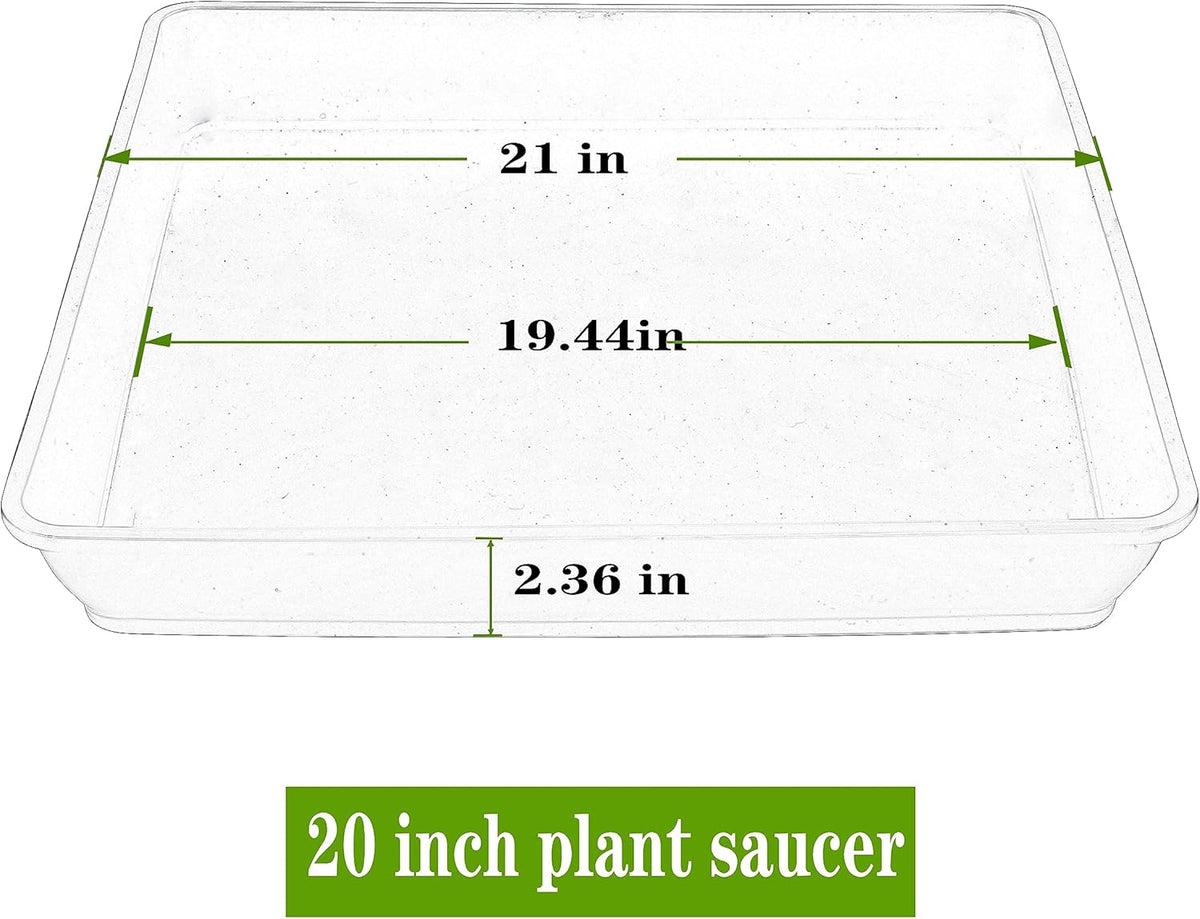 2 Pack Square Plant Saucer 20 22 Inch, Deep Plant Trays for Pots, Planters for Indoors and Outdoors Plants, Duty Plastic Plant Water Tray, Extra Large Plant Saucer (20 inch, White)