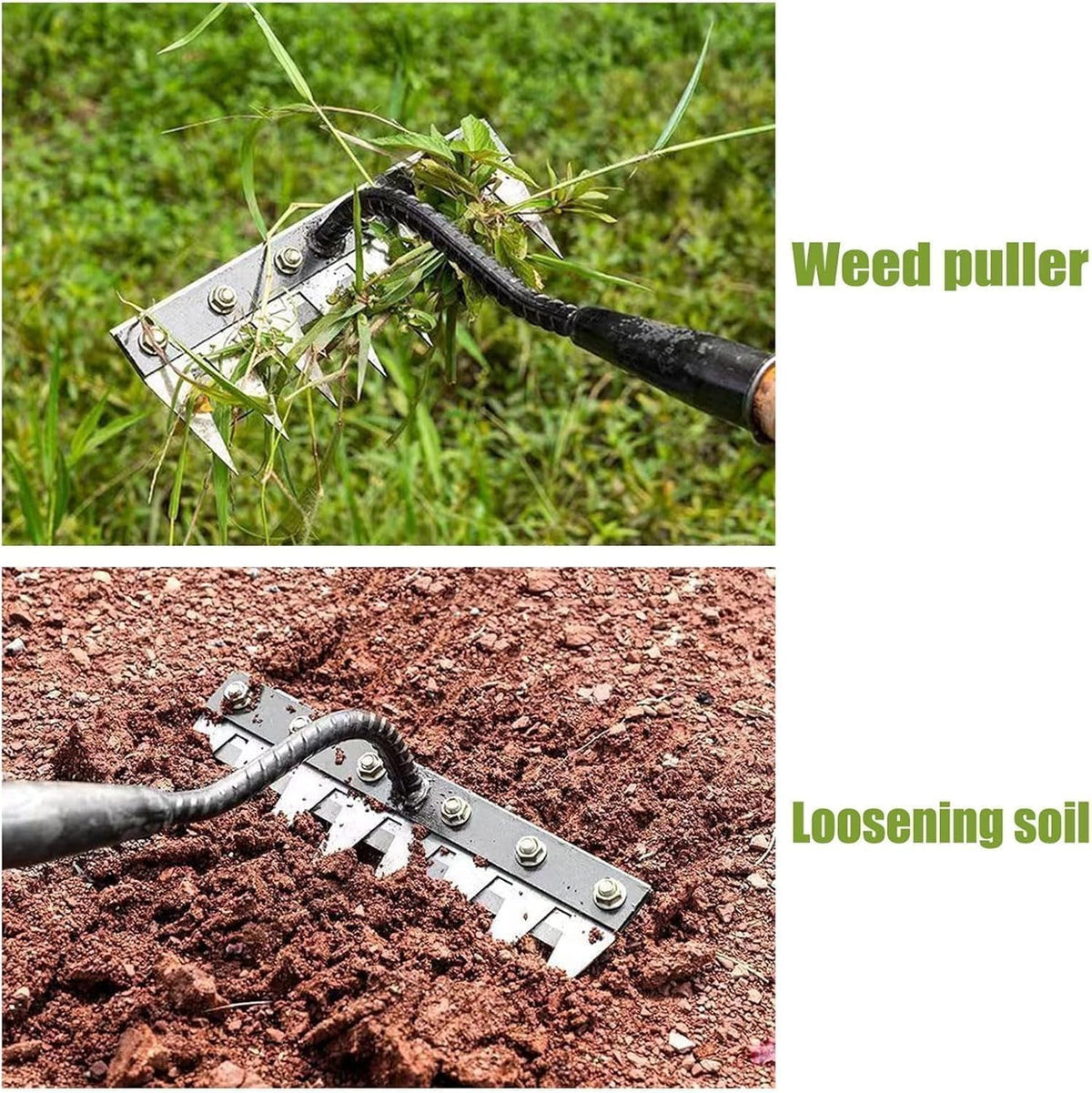 2 in 1 Iron Rake 2.0 for Gardening & Weeding,Multi-Tine Carbon Steel Garden Cultivator Rake | Weed Puller Tool & Uprooting Weeder for Gardenia | for Weeding, Cultivating, Lawn(No Handle Included)