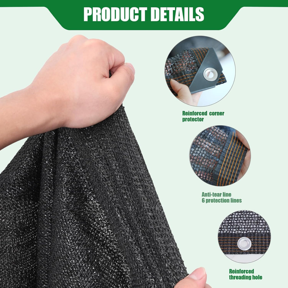 40% Shade Cloth for Garden, 10×13FT Plant Shade Cloth with Grommets Mesh Tarp for Greenhouse, Dog Kennel Cover, Chicken Coop, Patio Plants Outdoor Sun Shade