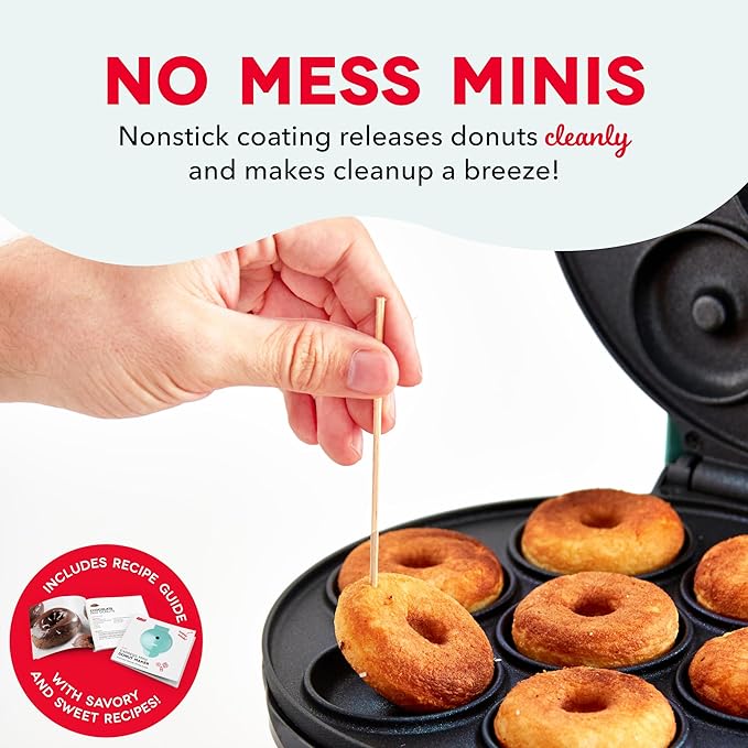 Dash Mini Donut Maker Machine for Kid-Friendly Breakfast, Snacks, Desserts & More with Non-stick Surface, Makes 7 Doughnuts, Donut Print