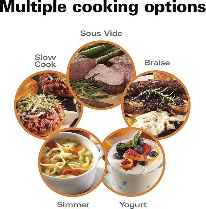 Hamilton Beach Portable 6 Quart Set & Forget Digital Programmable Slow Cooker with Lid Lock, Temperature Probe, Dishwasher Safe Crock & Lid, Black Stainless (33866)