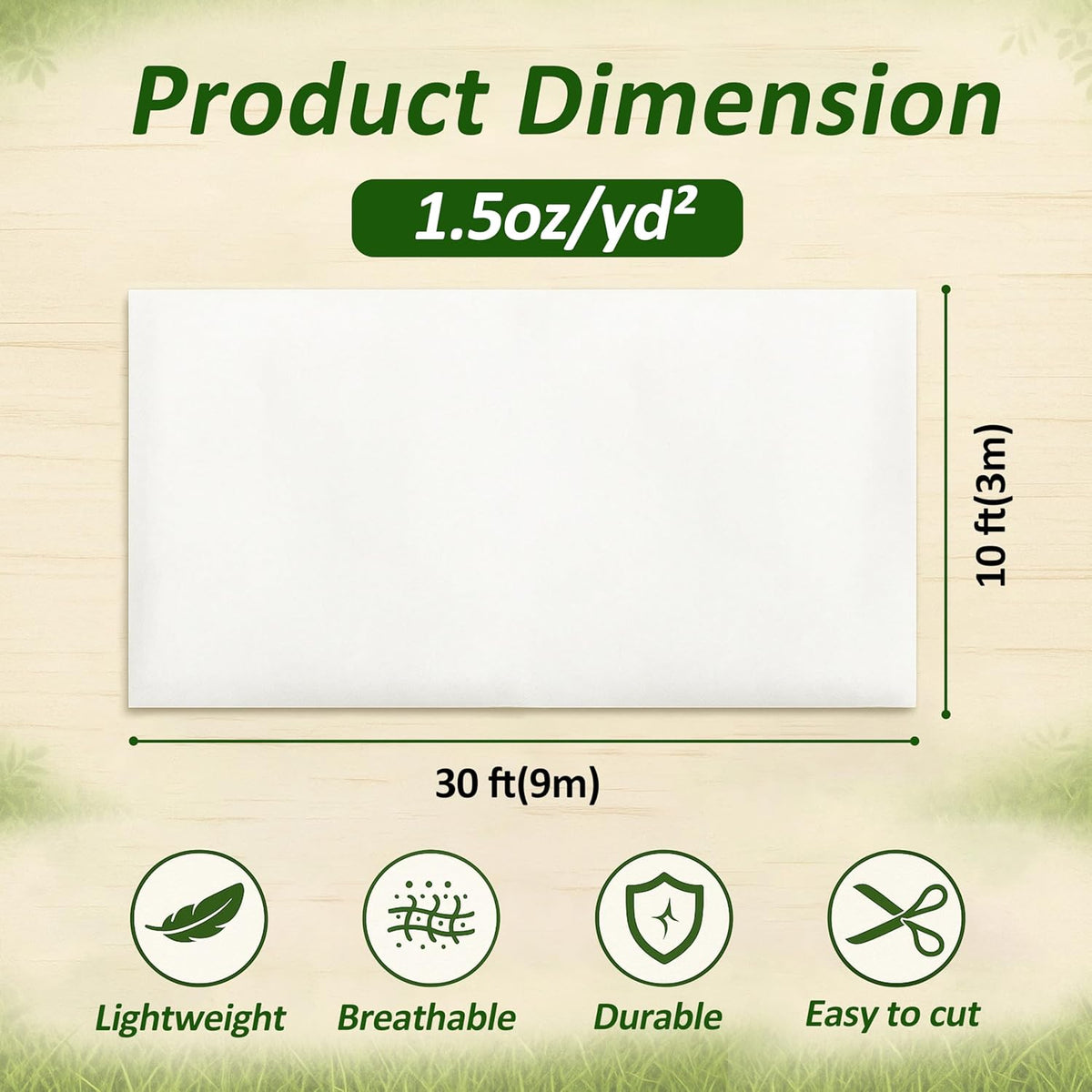 Gardzen 1.5 oz Plant Covers Freeze Protection, Reusable 10ft x 30ft Floating Row Covers, Thicker Frost Blankets for Outdoor Plants, Pests Protection, White