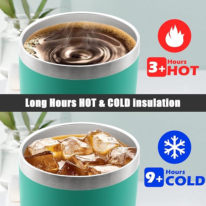 20 oz Tumbler Coffee Travel Tumblers Bulk with Lid Stainless Steel Double Wall Vacuum Insulated Mug Powder Coated Cups fit Car Cupholder for Hot and Cold - Light Blue, 4Pack