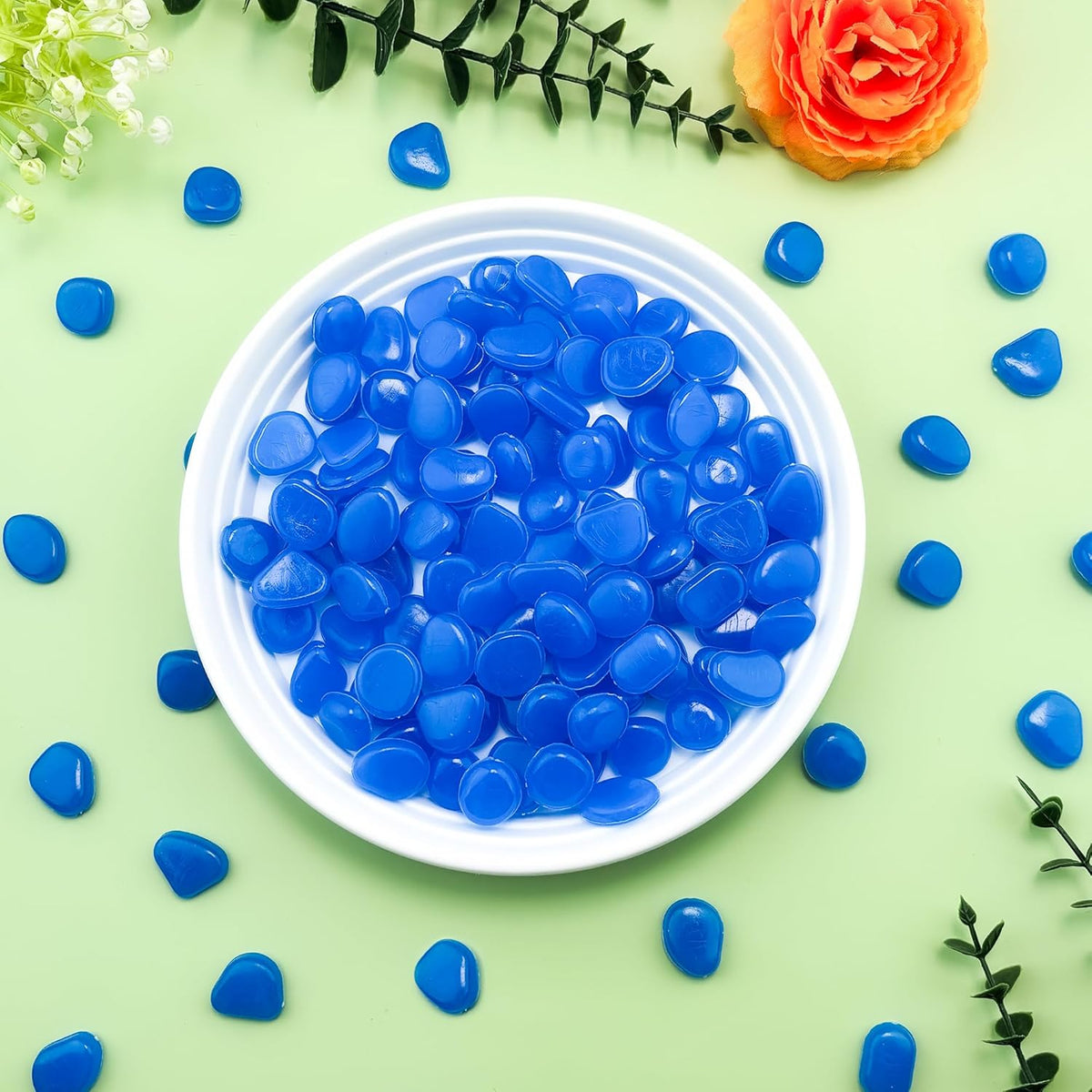 Glow in The Dark Fish Tank Rocks,Blue Glowing Rocks Stones Resin Glow in Dark Pebbles for Outdoor Garden, Fish Tank, Aquarium, Landscaping,Driveway Decoration,2.2 Lb