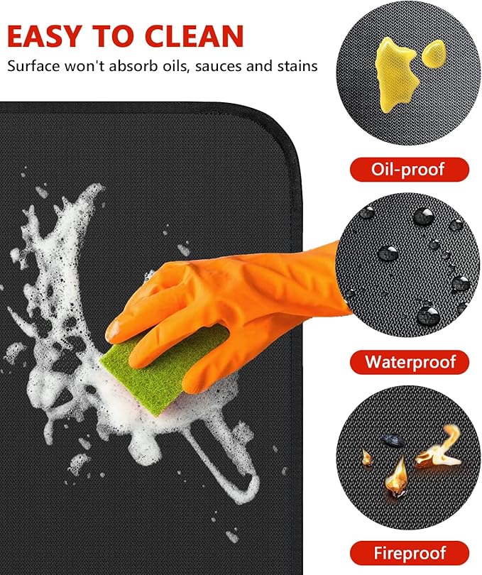 48 x 30 inch Under Grill Mats for Outdoor Grill, Double-Sided Fireproof Deck and Patio Protector Mat, Waterproof Oil-Proof BBQ Floor Pad Indoor Fire Pit Fireplace Mat