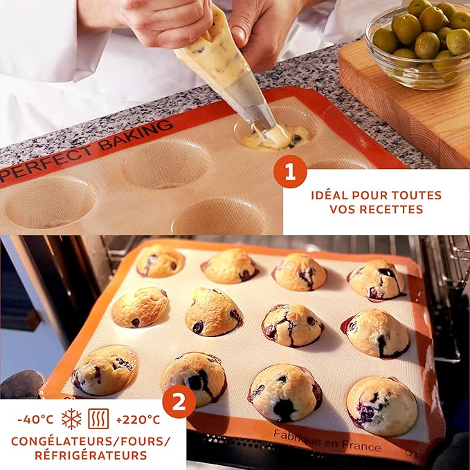 Silpat® #1 Original Non-Stick 12 Square Savarin Baking Mold Handcrafted in France Since 1965 - Trusted by World-Class Chefs - Certified Food Safe Silpat® Technology (Gift Box Packaging)