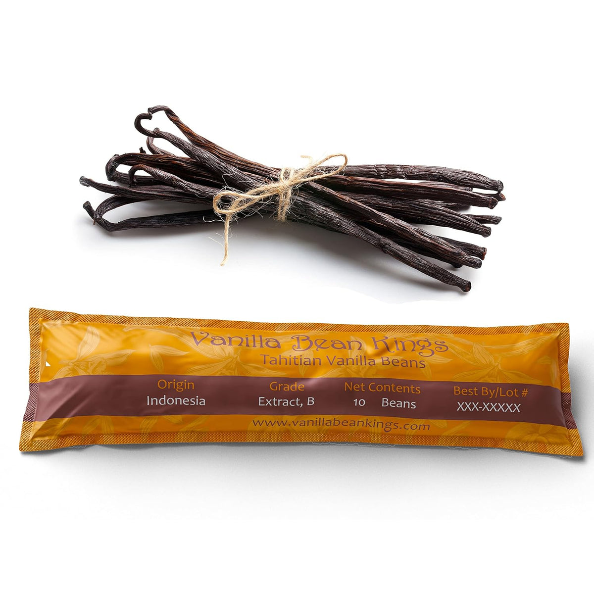 10 Vanilla Beans - Whole Extract Grade B Pods for Baking, Homemade Extract, Brewing, Coffee, Cooking - Tahitian