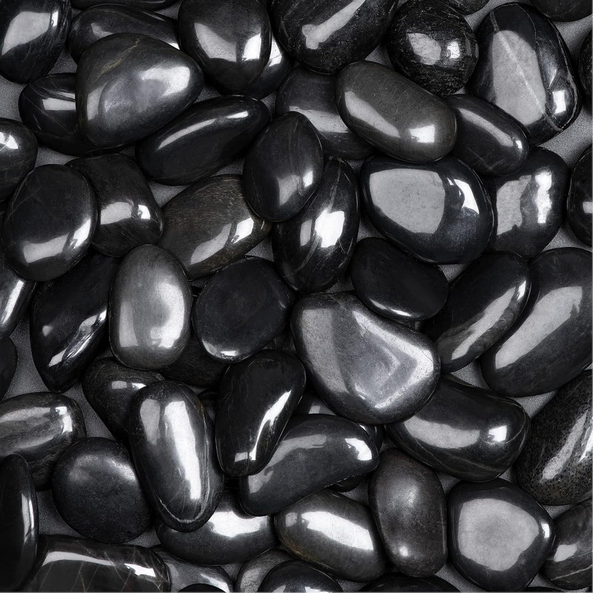20lbs Natural River Rocks, High-Polished Pebbles for Plants Garden, 1-2 inch Decorative Stones, Ideal for Fish Tank, Vases, Crafting, Home Decor and Garden Landscaping Rocks,Black