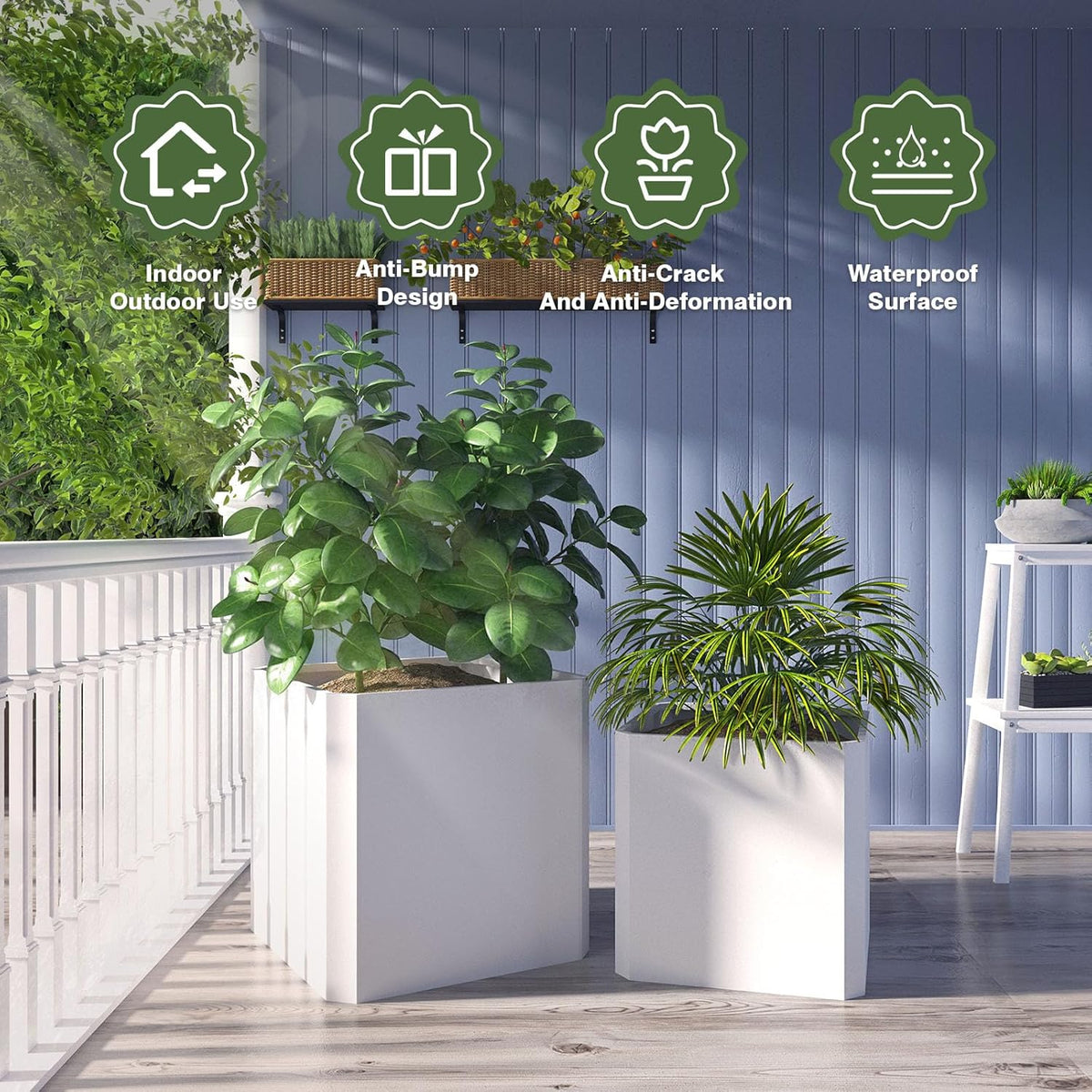 Steel Planter Box-24"x24"x24"-Large Square Planter Box-Outdoor Indoor-Cube Steel Planter Heavy Duty White Metal Planter Flower Pot Commercial Residential for Home Garden Porch Hotel Patio