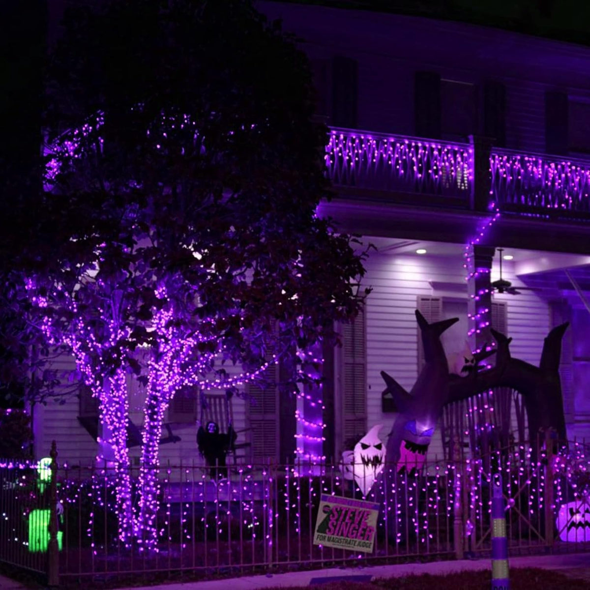 Dazzle Bright Fairy String Lights, 20 FT 60 LED Copper Wire Battery Operated Waterproof Lights, Halloween Decorations for Indoor Home Room Outdoor Garden Patio Party Decor (Purple, 1)