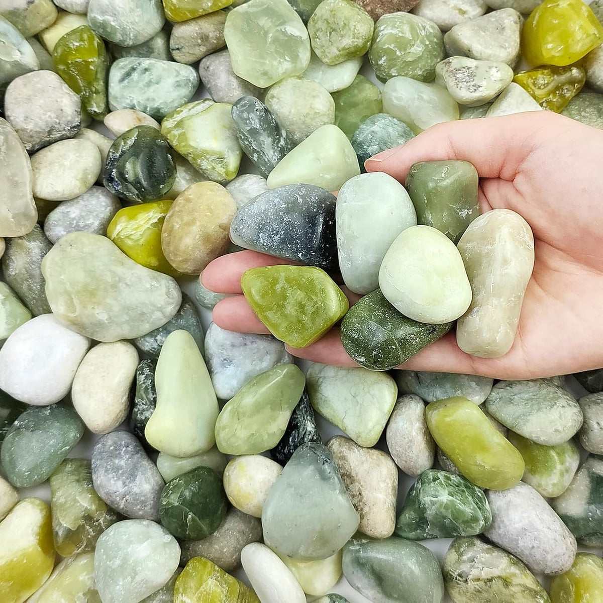 20 lbs Jade River Rocks for Landscaping, 1-2 Inch Decorative Pebbles River Stones for Plants Indoor, Vases, Yard, Crafting and Garden