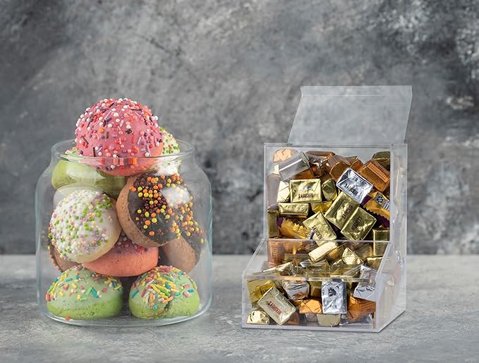 Inevibe Candy Dispenser - Bulk Acrylic Storage Holder with Two Lids for Countertop or Wall Mount - Store Chocolate, Treats, Sweets, and Snacks (2)