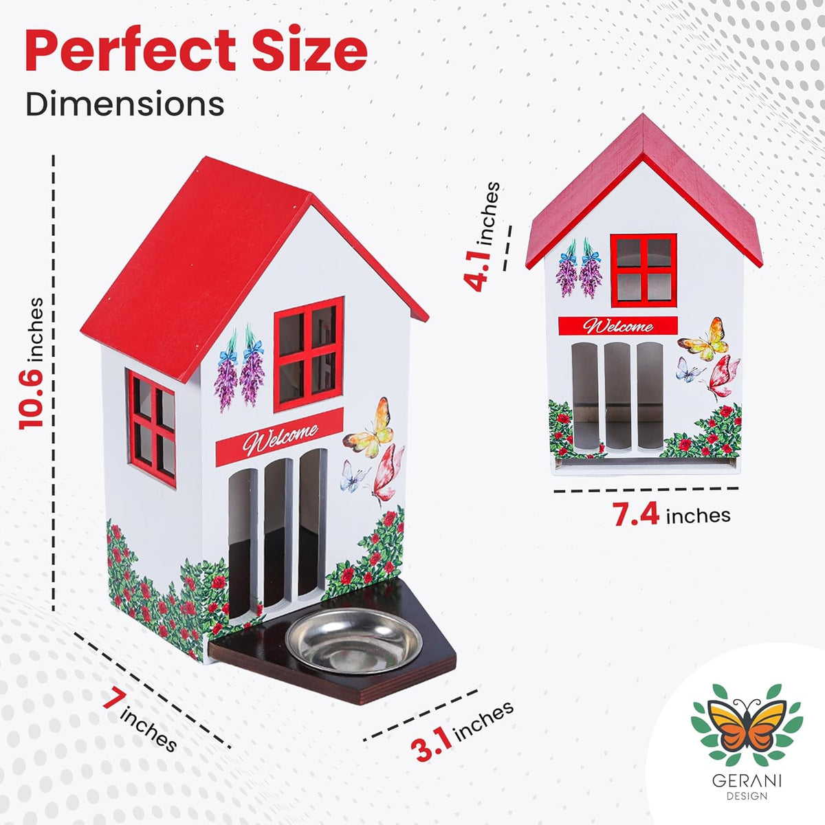 No Assembly Required! Wooden Butterfly House and Feeder for Outside with Hook, Durable Butterfly Habitat with Puddler, Unique Vibrant Design, Hanging Garden Decoration, Easy Cleaning