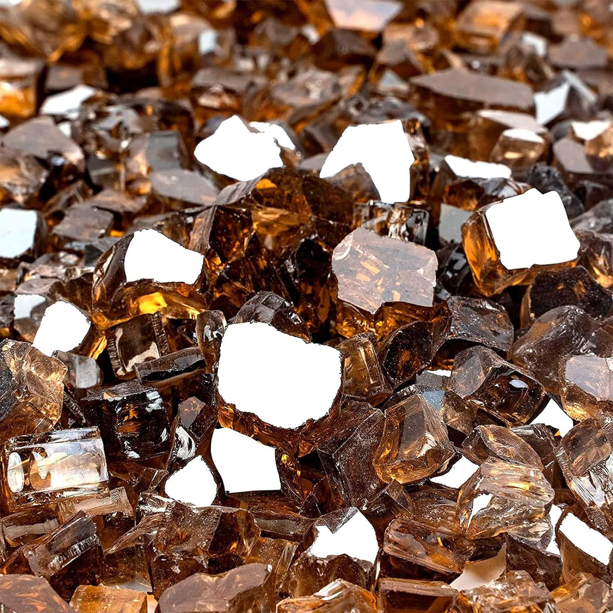 Mr. Fireglass 10 Pounds Fire Glass - 1/2 Inch High Luster Reflective Tempered Glass Rocks for Fireplace Fire Pit Table and Landscaping, Copper