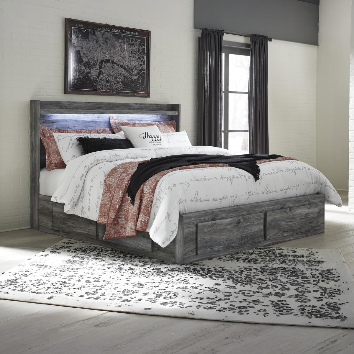 King Platform Bed Frame with Storage