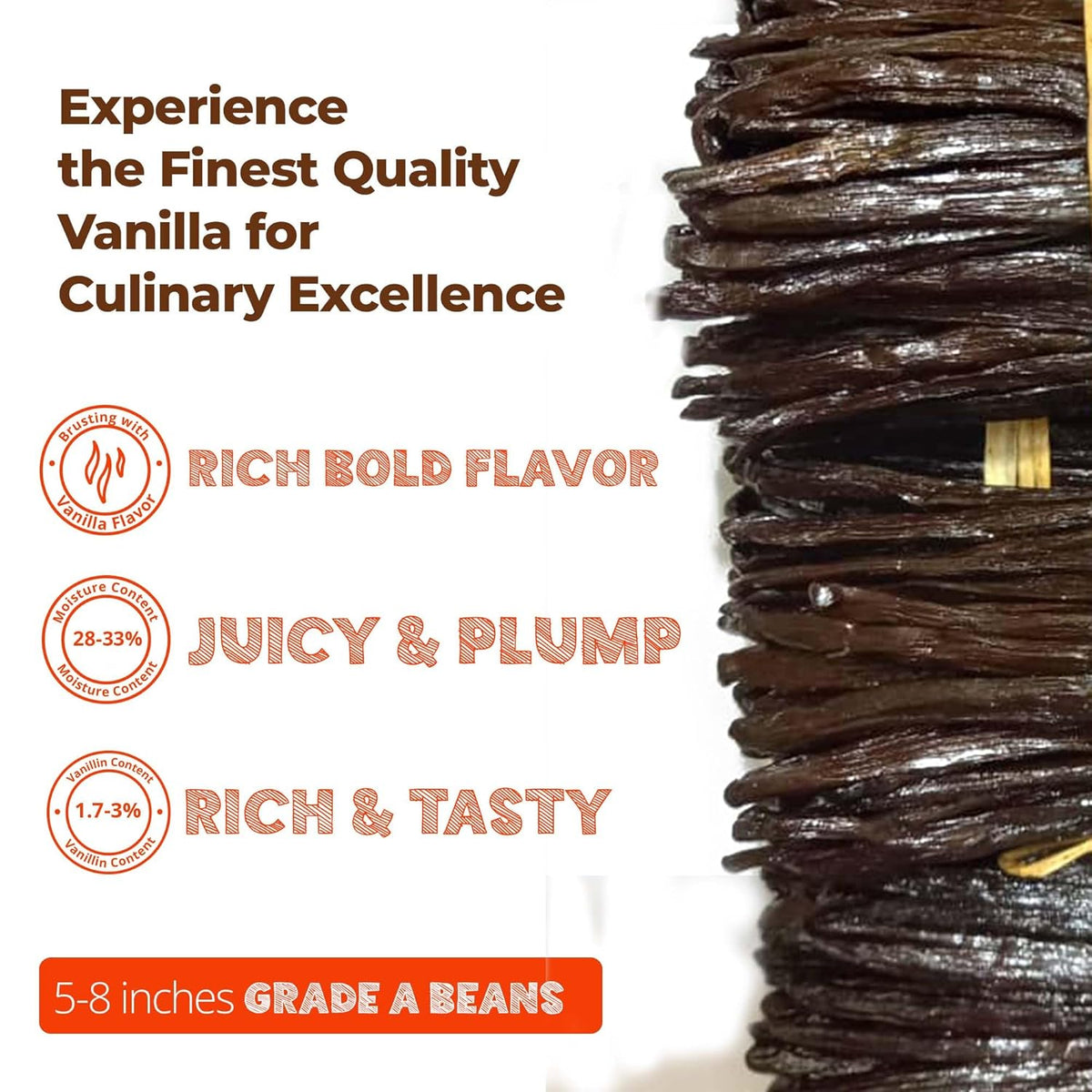 Bulk Vanilla Beans Grade A+, 2 Lb. Whole Vanilla Beans for Making VanillaExtract, Non GMO. Perfect For Icecream, Baking and Desserts. by Akshit