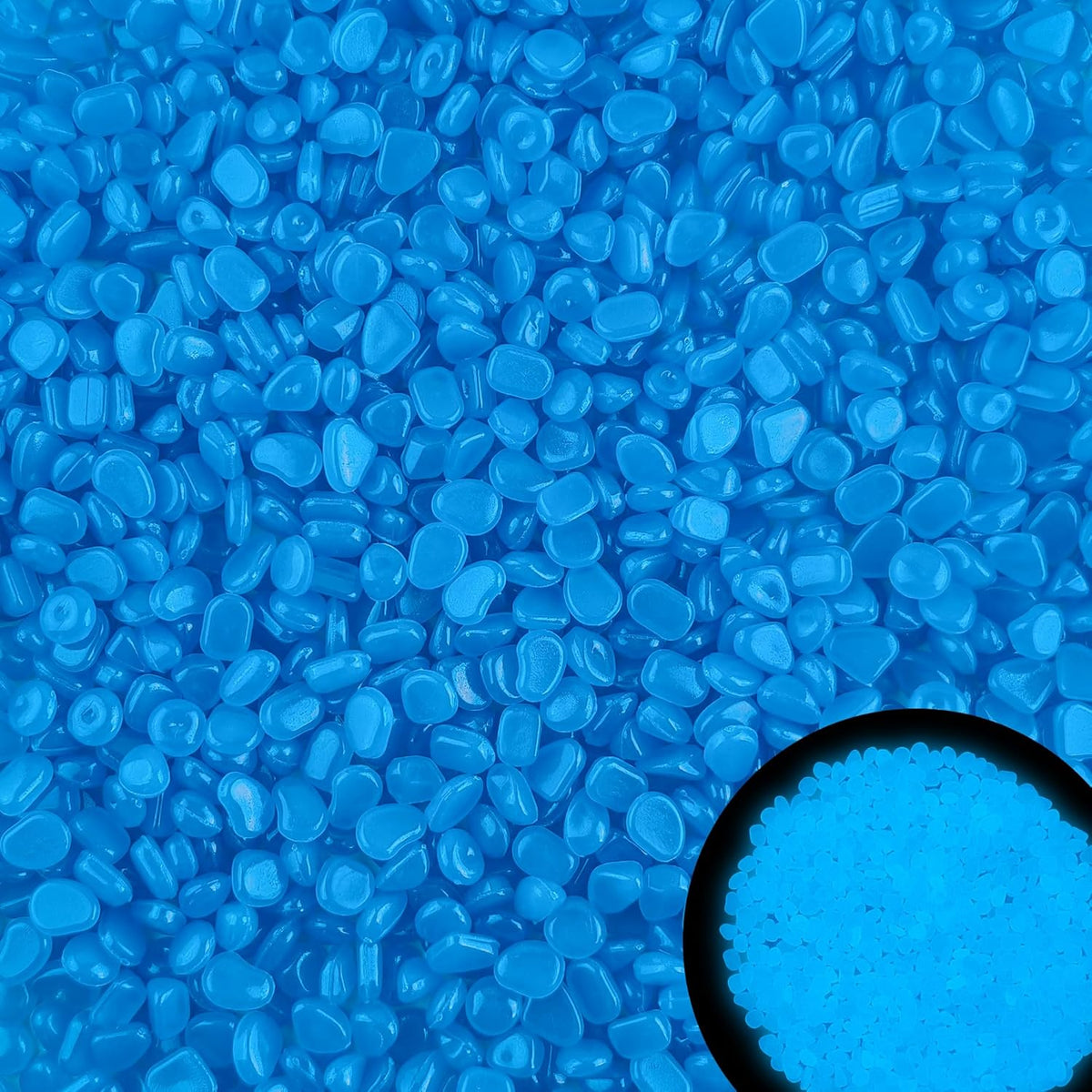 200pc Blue Glow in The Dark Stones Blue Pebbles Glow Fish Tank Rocks Luminous Pebbles for Outdoor Decor Garden Luminous Stone Glow Stones for Yard Walkway Pathway Aquarium,Blue