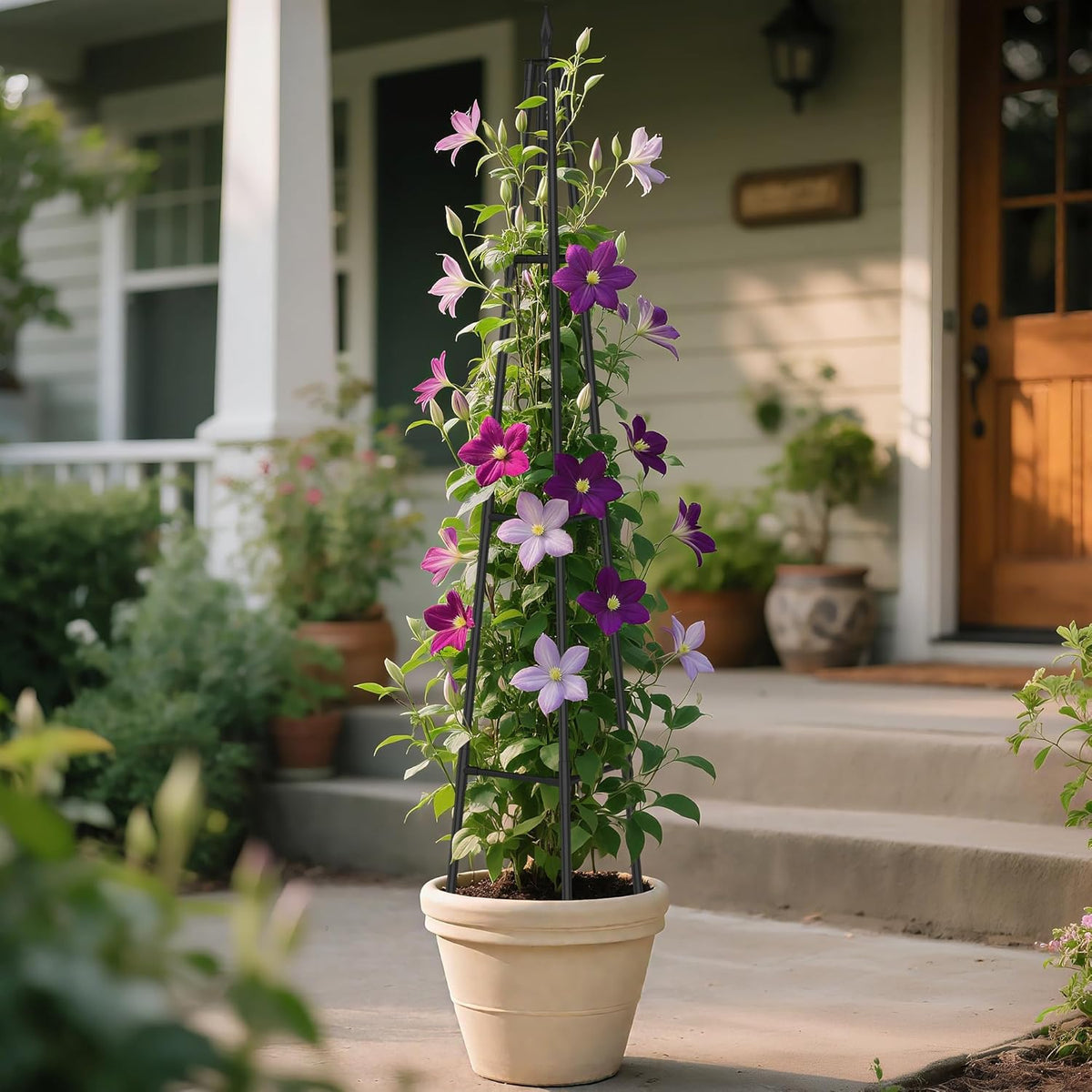 5.2Ft obelisk trellis for Climbing Plants outdoor,5.2Ft garden trellis with Extra Thickened Plastic-Coated metal pipes, Garden Indoor Potted Plant Support,Climbing Support for Potted Plant