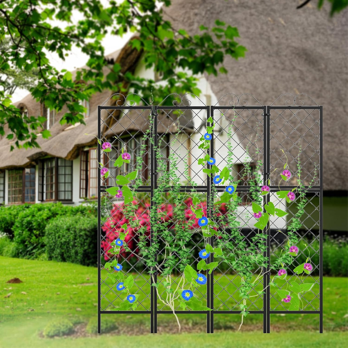 Zhongma 2 Pack Metal Garden Trellises for Climbing Plants, 77.2 Inch Tall Metal Fence Plant Support Trellis for Flower and Vagetable