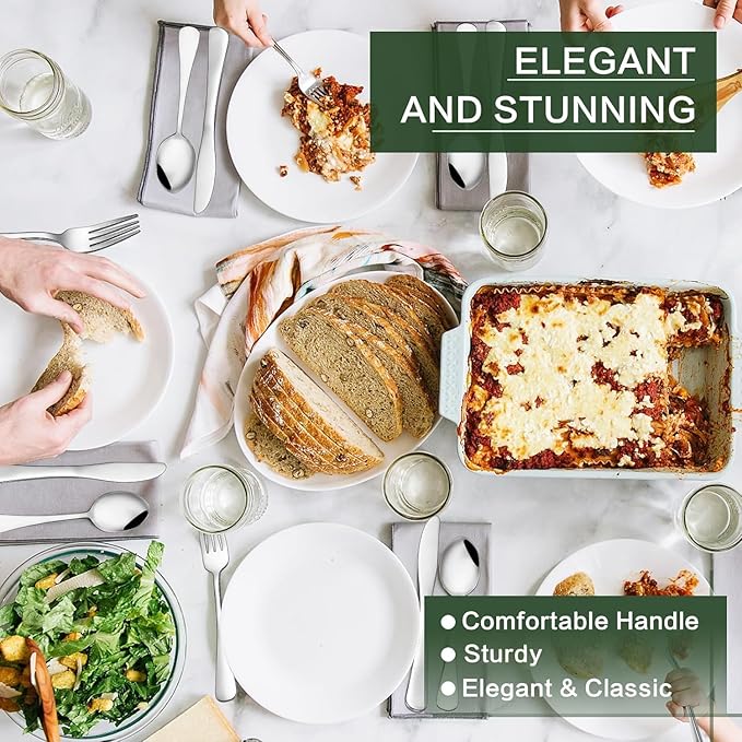 80 Pieces Silverware Set with Serving Utensils Set, CEKEE Stainless Steel Flatware Set for 12 with Steak Knives, Heavy Duty Cutlery Set, Kitchen Utensil Sets for Home Restaurant, Dishwasher Safe