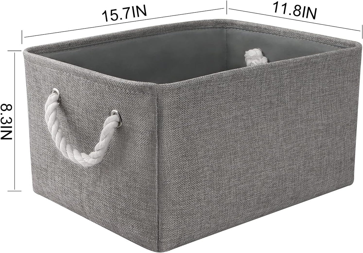 TheWarmHome Large Storage Bins Basket, 2 Pack Grey Fabric Storage Cubes for Changing Table Nursery Livingroom Kidsroom Playroom Toy, Collapsible Storage Baskets for organizing Shelves Closet