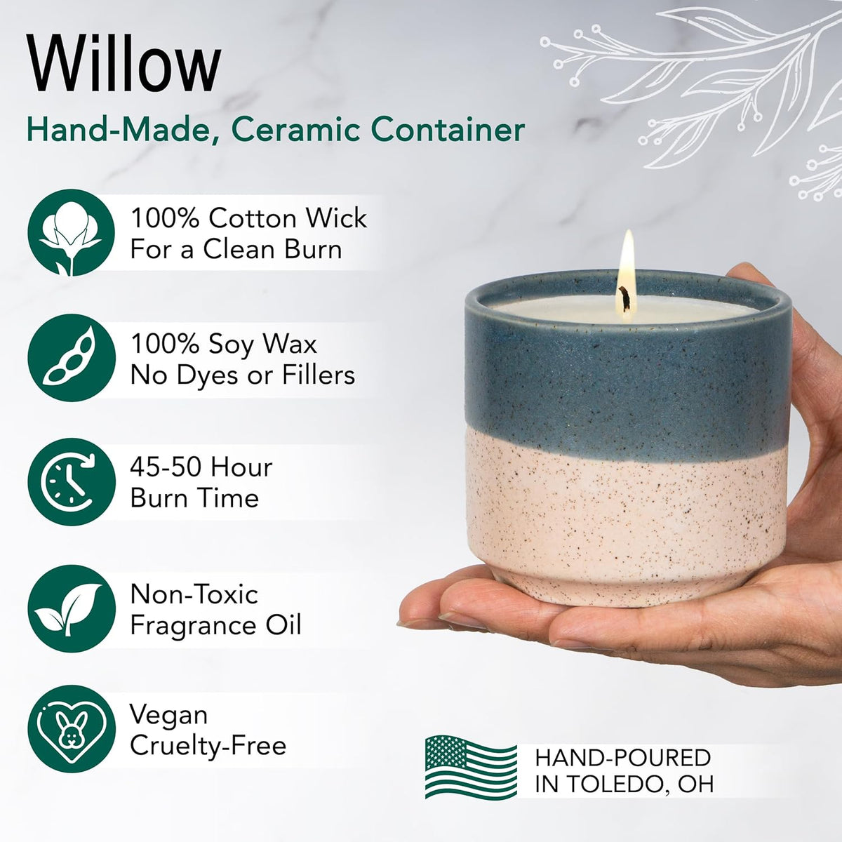 The Growing Candle, Lilac Scented Aromatherapy Candles, 8.5oz Pot, 100% Soy, Willow