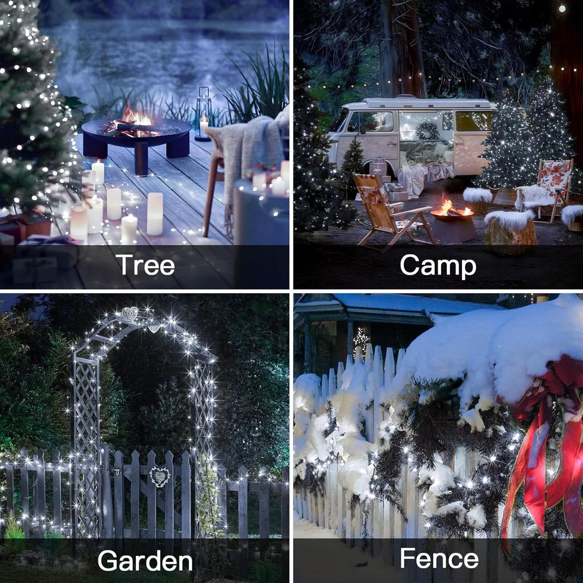 suddus Solar Fairy Lights Outdoor Waterproof, 2 Pack 33ft 100 LED Solar Twinkle Lights, 8 Modes White Solar Christmas Lights for Backyard Trees Patio Deck Garden Birthday Party Wedding Decorations