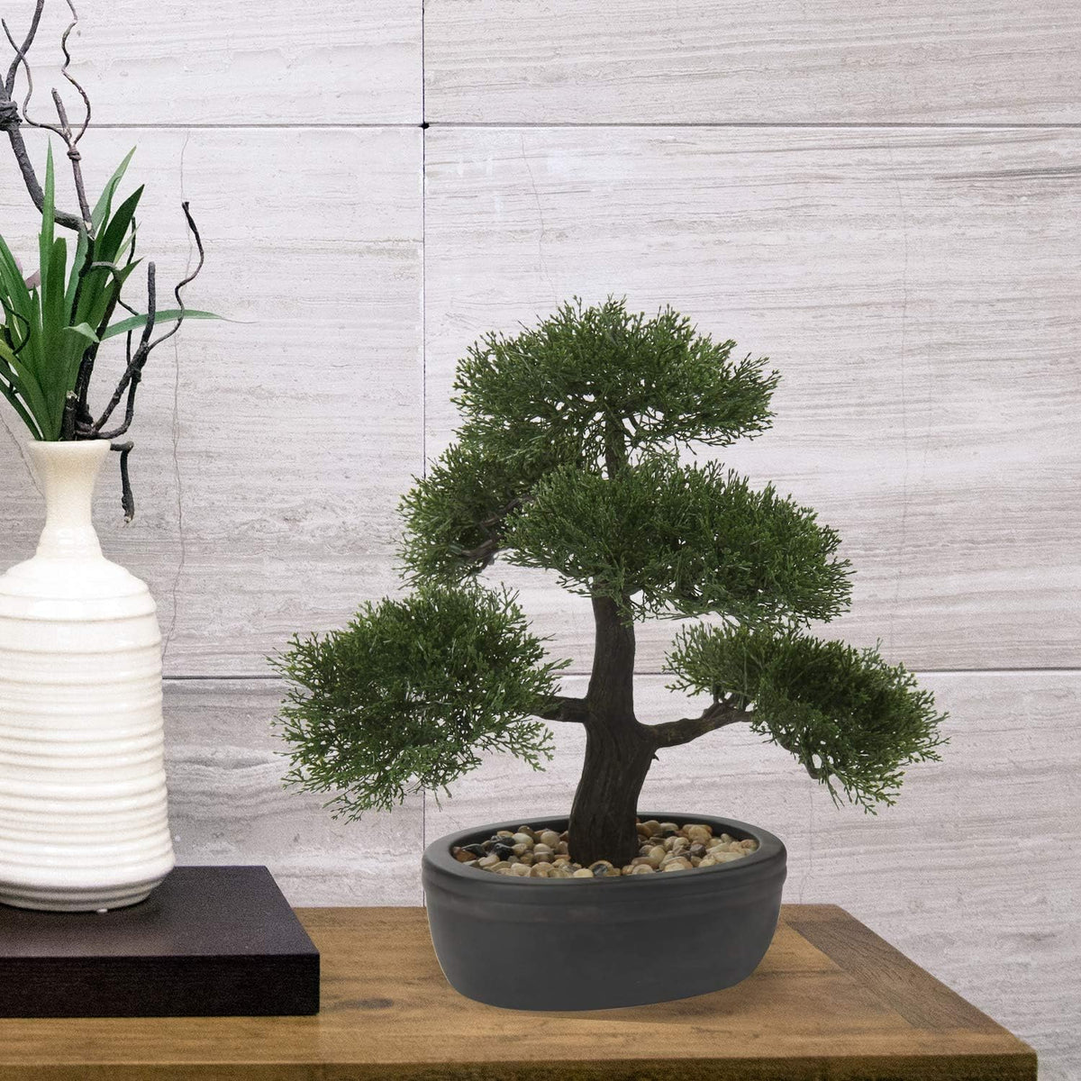 Artificial Bonsai Tree Juniper Faux Plants Indoor Small Fake Plants Decor with Ceramic Pots for Home Table Office Desk Bathroom Shelf Bedroom Living Room Farmhouse Decorations