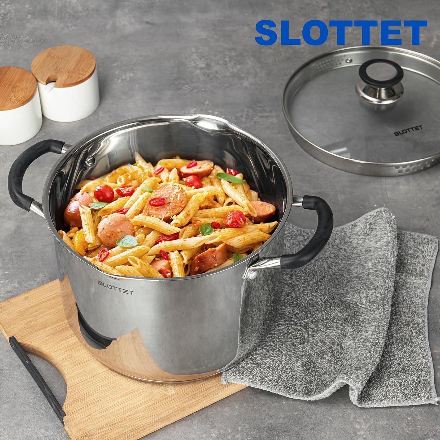 8 Quart Stainless Steel Stock Pot with Strainer Glass Lid,8 Qt Multipurpose Stockpot with Pour Spout,Stay-cool silicone Handle.