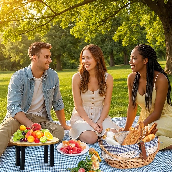Wicker Picnic Basket Set for 2 with Detachable Table, Utensil Carry Bag,Waterproof Picnic Blanket,Removable Liner Picnic Essentials for Camping,Beach,Birthydas and Family/Couples Gifts