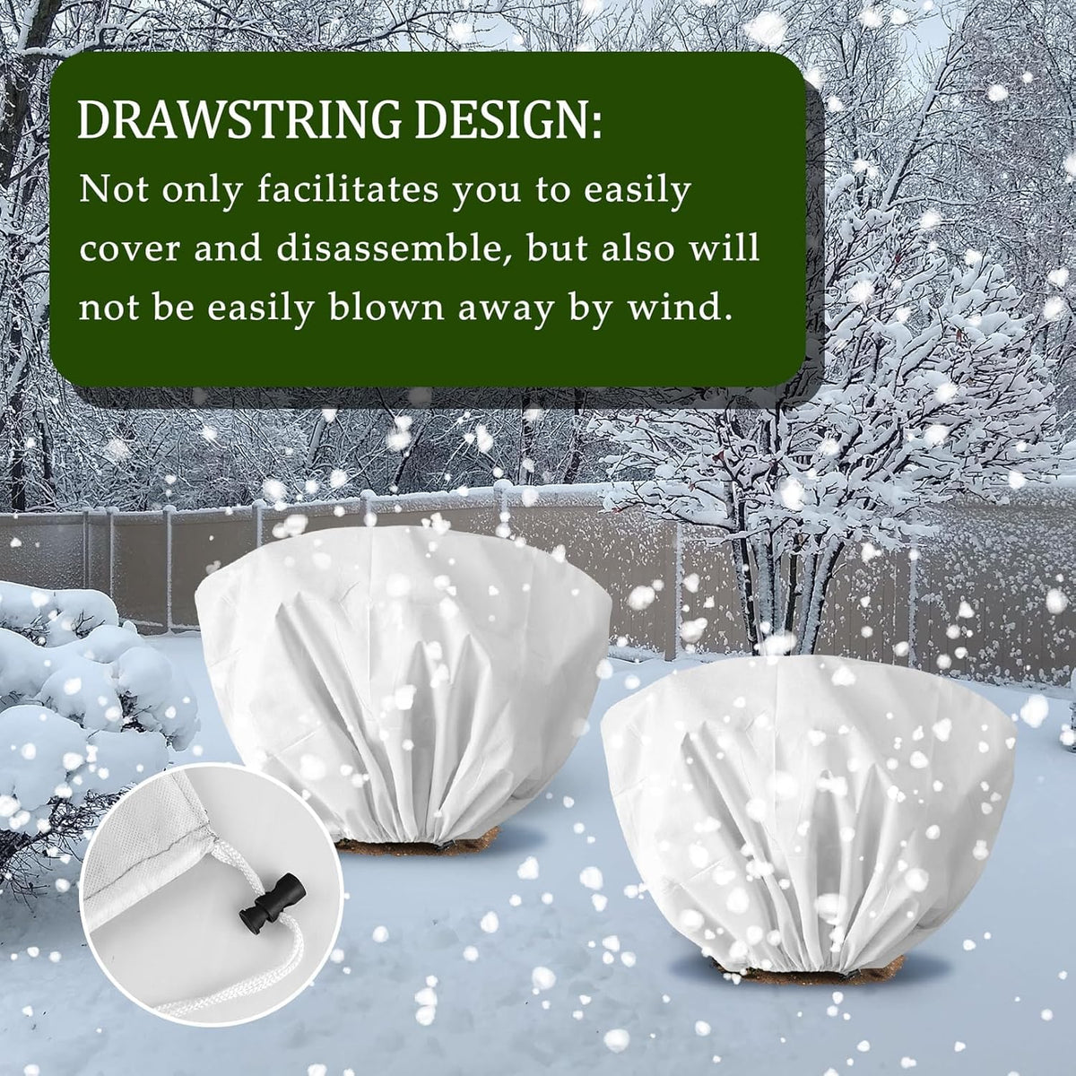8 Pcs Plant Covers Frost Protection Bag 39.3" x 19.6" Winter Reusable Plants Jacket with Drawstring Shrub Protection Wraps Bags Frost Blanket for Winter Outdoor Garden Plants