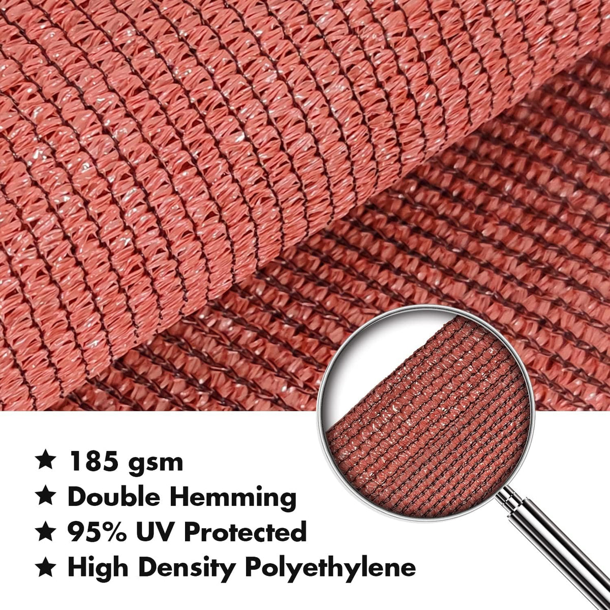 KANAGAWA 12'X16' Rust Red Custom Size Sun Shade Sail Rectangle UV Block Canopy Cover for Patio Backyard Lawn Garden Outdoor (Customized Available)