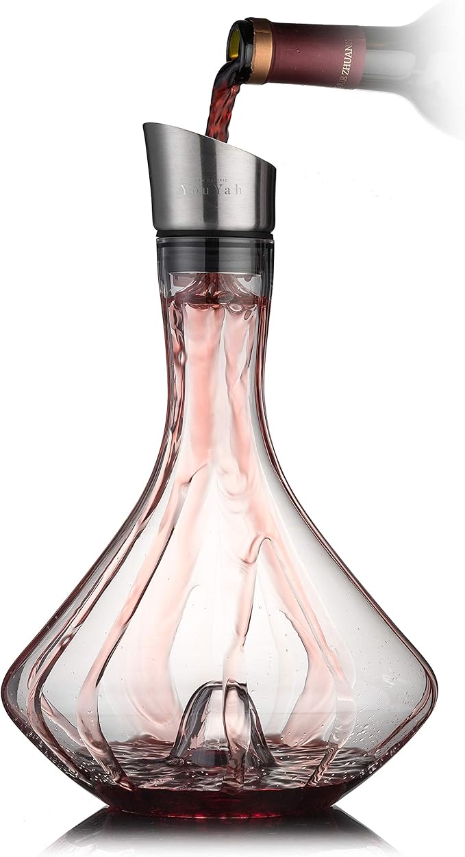 YouYah Wine Decanter Set with Wine Chiller Stick 3-in-1 Stainless Steel Wine Bottle Cooler Stick, Red Wine Carafe, Wine Gift