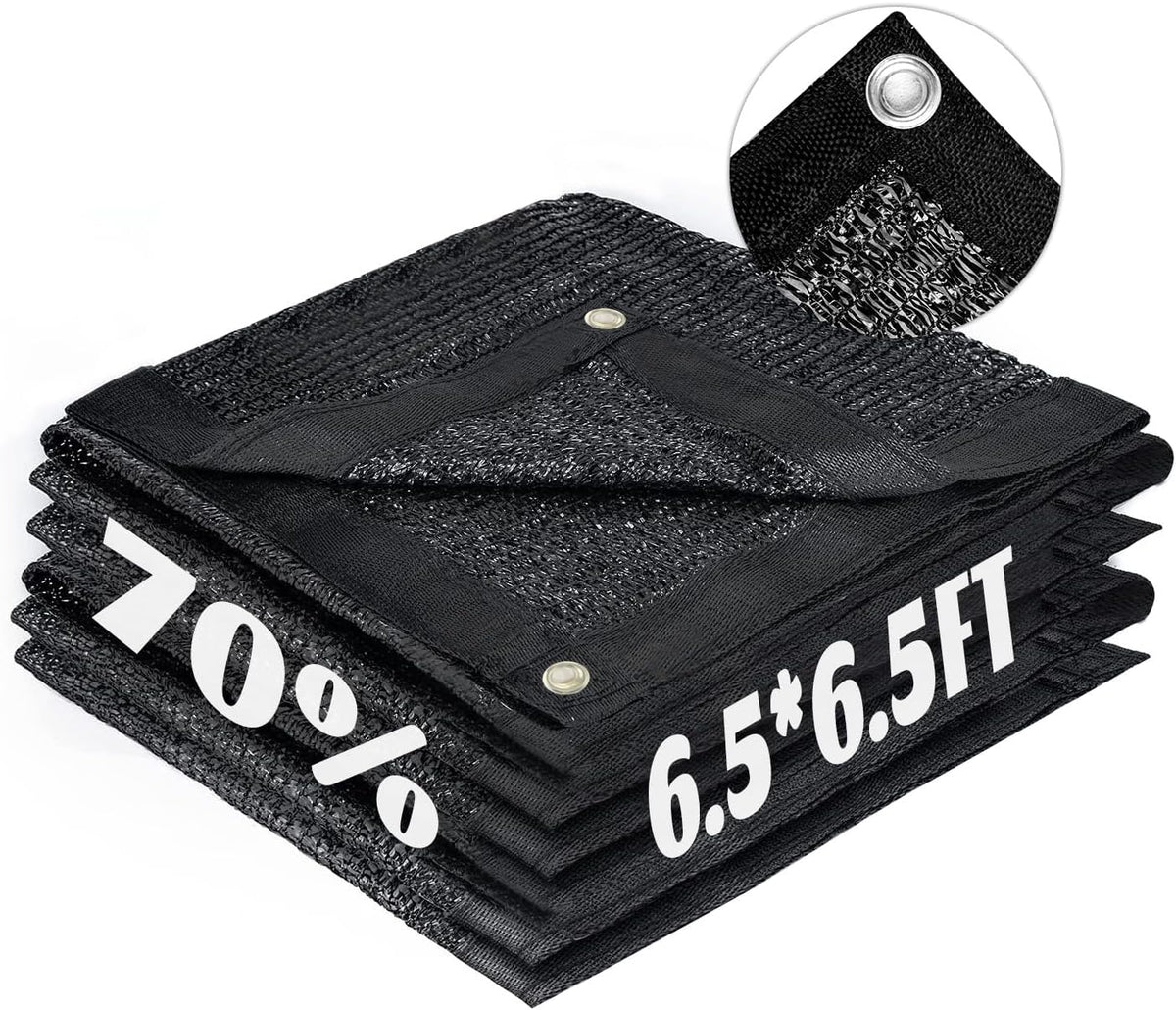 LOVE STORY 6.5x6.5FT 70% Black Shade Cloth Sun Shade Net with Grommets Sunblock Net Mesh Tarp for Garden,Plants Cover,Greenhouse and Patio